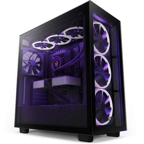 NZXT H7 Air Flow ATX Mid Tower Gaming Case, 360mm Radiator Support, Tempered Glass Side Panel, 2x 120mm Quiet Airflow Fans, Supports Vertical GPU Mounting, Black | CM-H71FB-01