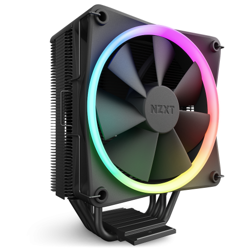  NZXT T120 RGB CPU Air Cooler with RGB, 4 Conductive Copper Heat Pipes, 120mm F120 RGB Fan, 27.5dBA Noise, 4-Pin PWM Connector, Suits LGA1700/115X/1200 | AM5/AM4, Black | RC-TR120-B1