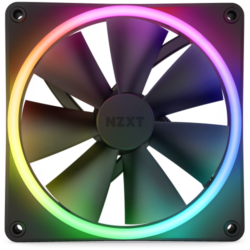 NZXT F140 RGB DUO 140mm Dual-sided RGB Fan, Fluid Dynamic Bearing, RGB Lighting, Up to 1800 RPM Speed, 84.75 CFM Airflow, Quiet and Cool, Twin Pack, Black | RF-D14SF-B1