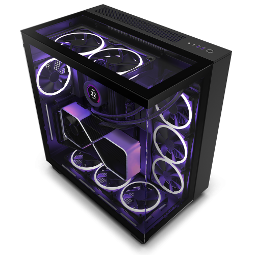 NZXT H9 Elite Dual-Chamber ATX Mid-Tower PC Case, Unique Glass Panel, Intuitive Cable Mgt, 360mm Radiators & 10x120mm Fans Support, Built-in RGB & Fan Controller, USB 3.2 Type-C/A, Black | CM-H91EB-01