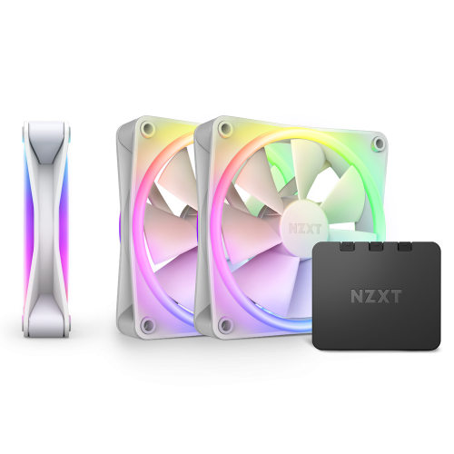 NZXT F120 RGB Duo Triple Pack Fan, 120mm Size, With RGB Controller, 20 Individually Addressable LEDs, Balanced Airflow & Static Pressure, Fluid Dynamic Bearing, 500-800 RPM Speed, White | RF-D12TF-W1