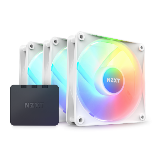 Nzxt F120 RGB Core Triple Pack 3 X 120mm Hub-Mounted RGB Fans & Controller - White | RF-C12TF-W1