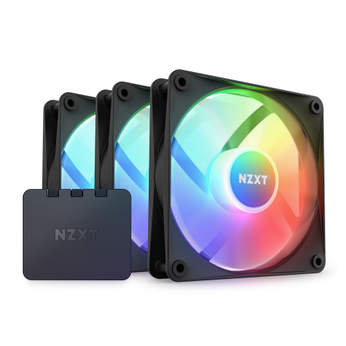 Nzxt F120 RGB Core Triple Pack 3 X 120mm Hub-Mounted RGB Fans & Controller - Black | RF-C12TF-B1