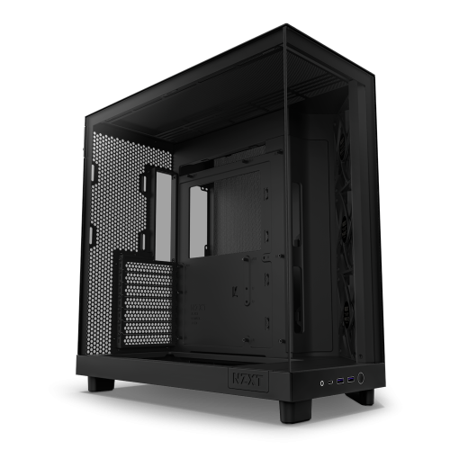 NZXT H6 Flow Compact Dual-Chamber Airflow Mid-Tower ATX Case, Panoramic Glass Panels, Up to 360 mm Radiator & 3x 120mm F120Q Fans, Cable Management, USB-C 3.2 / USB-A 3.2, Black | CC-H61FB-01