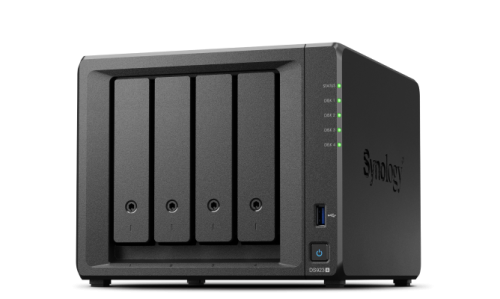 Synology  DS923+, Tower, 4-Bays 3.5 SATA HDD/SSD, 2 x M.2 2280 NVMe SSD slot,  AMD R1600 2-core 2.6 (base) 4 GB DR4 ECC   4711174724451  846504004454