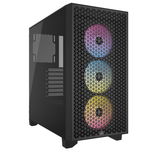 Corsair 3000D RGB AIRFLOW Mid-Tower PC Case, High-performance airflow optimized front panel, Tempered Glass,  3x Pre-fitted CORSAIR AR120 RGB fans, Fits four-slot graphics cards, 7x Expansion Slots, 5x Drive Bays, Black | CC-9011255-WW