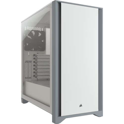 Corsair 4000D Tempered Glass Mid-Tower ATX Case, Steel, Tempered Glass, Plastic, Motherboard Support upto E-ATX, 4x Drive Bays, 9x Expansion Slots, White | CC-9011199-WW 