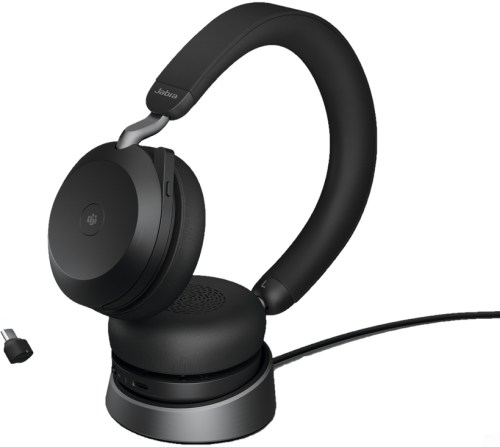 Jabra Evolve2 75 MS Noise-Canceling Wireless Headset, 40mm Drivers, Optimized for Microsoft Teams, Dual-Foam Ear Cushions, 8 Integrated Microphones, USB Type-C, Black | 27599-999-889
