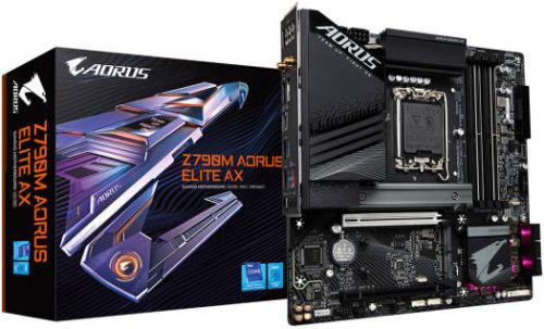 GIGABYTE Z790M AORUS ELITE AX LGA1700 mATX Motherboard, Intel Z790 Chipset, 4x DDR5 Up to 192GB, 2.5GbE LAN / Wi-Fi 6E / BT 5.3, PCIE 5.0, USB 3.2 Gen2X2 Type-C HDMI / DP | Z790M-AORUS-ELITE-AX