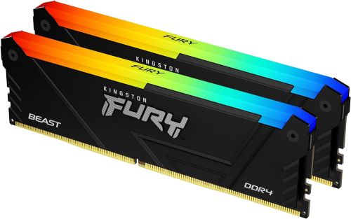 Kingston Fury Beast RGB 64GB (2x 32GB) DDR4 Desktop Memory Kit,  288-Pin, Intel XMP 2.0, 3200MT/s Memory Speed, CL16 CAS Latency, Black | KF432C16BB2AK2/64