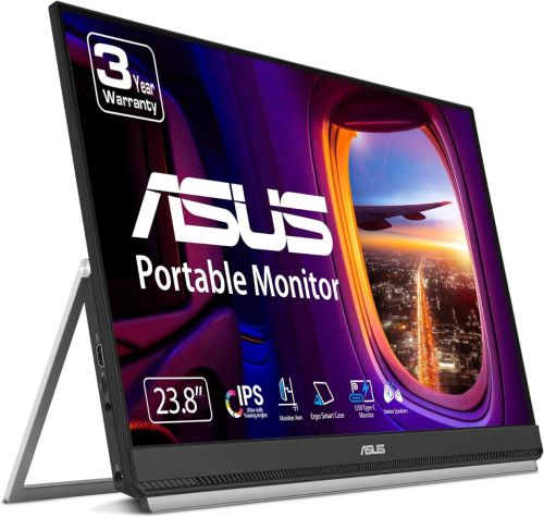 ASUS ZenScreen MB249C portable monitor – 24-inch (23.8 viewable) FHD (1920 x 1080), frameless panel, IPS technology, anti-glare   ,3-Year Warranty USB-C®, speakers, carrying handle/kickstand design, C-clamp, partition hook, Green sustainability