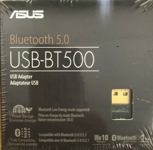 Asus USB-BT500 Bluetooth 5.0 USB Adapter, 3 Mbps Transfer Rate, 10m Indoor/40m Outdoor Range, Ultra-small, Black/Gold | 90IG05J0-MO0R00