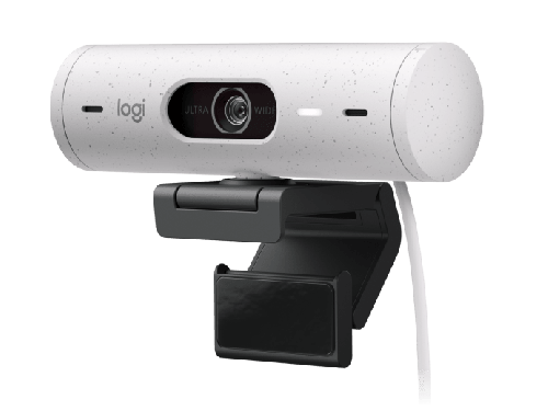 Logitech Brio 500 Full HD 1080p Webcam, Auto Light Correction, Show Mode, Dual Noise Reduction Mics, Webcam Privacy Cover, Works with MS Teams, Google Meet, Zoom, USB-C Cable, Off-White | ‎960-001428