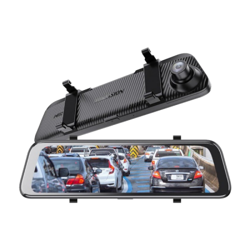Hikvision N6Pro Full HD Rearview Mirror Car Dash Camera, Dual way solution, 1440P high resolution(Main Camera) and 1080P(Rear Camera), 12.27 inch touch screen, Reversing assistance
