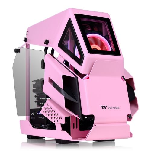 Thermaltake AH T200 Pink Micro Case, AH T200 helicopter-inspired open frame micro chassis, Tempered Glass x 2, Pink | CA-1R4-00SAWN-00