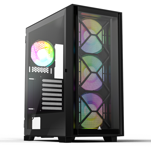 Montech AIR 1000 Premium Case, With Two Different Styled Toolless Quick Release Front Panels, All-Around Anti-Dust Design, 4x ARGB Fans Pre-installed, Easy Swivel Glass Side Panel, Ample upgrade space for High-end GPU and Motherboard | AIR 1000 Premium