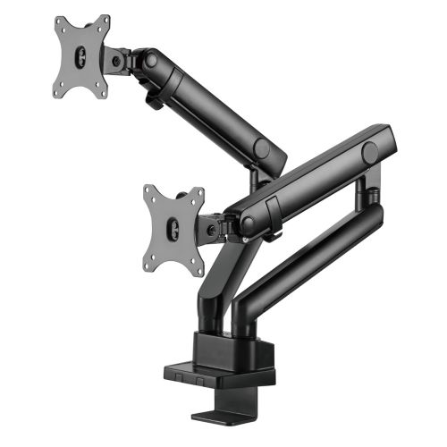 SilverStone ARM25 Dual Monitor Arm w/ Mechanical Spring Design Versatile Adjustability, Monitors Up To 32" Size 9kg Weight, VESA Mounting Interface Standard, 100mm Mounting Hole, Black SST-ARM25