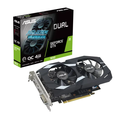 ASUS Dual GeForce GTX 1650 4GB OC Edition GDDR6 Gaming Graphics Card (NVIDIA Turing Architecture, 4GB GDDR6 Memory, PCIe 3.0, 1x HDMI 2.0b, 1x DisplayPort 1.4a