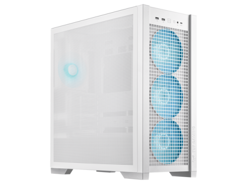 ASUS TUF Gaming GT302 ARGB Mid Tower Computer Case, 4x Pre-Installed Fan 140mm ARGB Fans, Up To 360mm Radiator & 7x Fan Support, 1x 3.5mm, 2x USB-A, & 1x USB-C I/O, White | 90DC00I3-B19000
