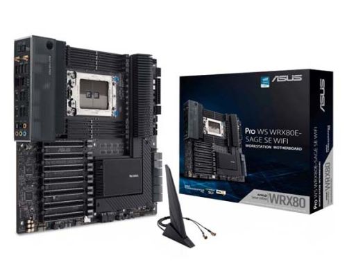 ASUS Pro WS WRX80E-SAGE SE WIFI II sWRX8 E-ATX Motherboard, AMD WRX80 Chipset, 8x DDR4, 2048GB Max Capacity, Intel Dual 10Gb Ethernet, 7x PCIe 4.0/3.0 x16, WIFI 6E, USB 3.2 Type-C | 90MB1E60-M0EAY0