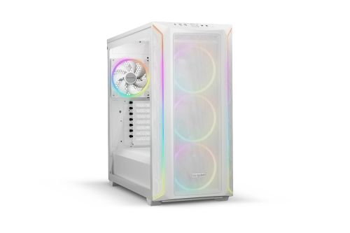 be-quite SHADOW BASE 800 FX White Midi-Tower Case, Tempered glass side window, Motherboard compatibility Upto E-ATX, 4x ARGB 140mm PWM fans, PWM & ARGB hub included, Exceptionally high airflow, Simple and tool-less HDD and SSD installation, White | BGW64