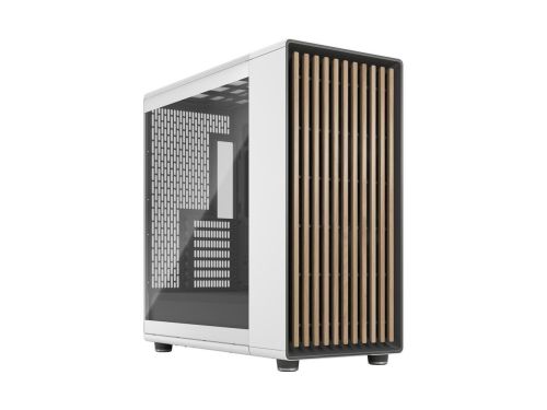 Fractal Design North XL ATX mATX Mid Tower PC Case, Chalk White Chassis with Oak Front and Clear TG Side Panel, 3x Pre Installed 140 mm fan, 4x Drive mounts, Motherboard Supports Upto E-ATX  | FD-C-NOR1X-04