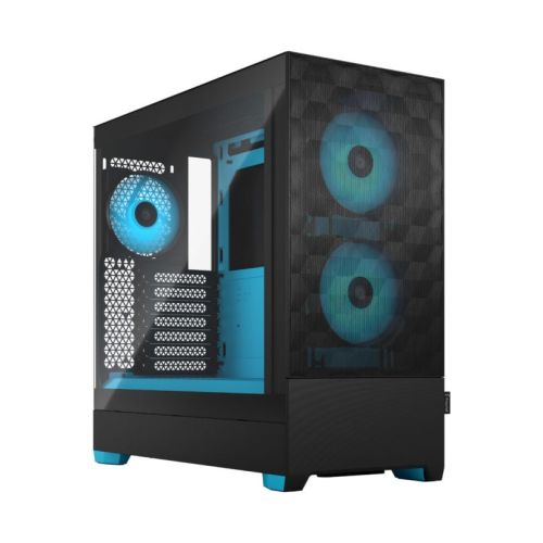 Fractal Design Pop Air ATX Mid Tower Gaming Case, 2x 120/140 mm Fan, 2x 5.25” Drive Mounts, Up To 280mm Radiator Support, Tempered Glass Clear Tint, 7 Expansion Slots,  RGB Cyan | FD-C-POR1A-02