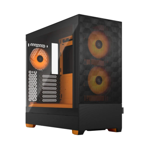 Fractal Design Pop Air ATX Mid Tower Gaming Case, 2x 120/140 mm Fan, 2x 5.25” Drive Mounts, Up To 280mm Radiator Support, Tempered Glass Clear Tint, 7 Expansion Slots,  RGB Orange | FD-C-POR1A-05
