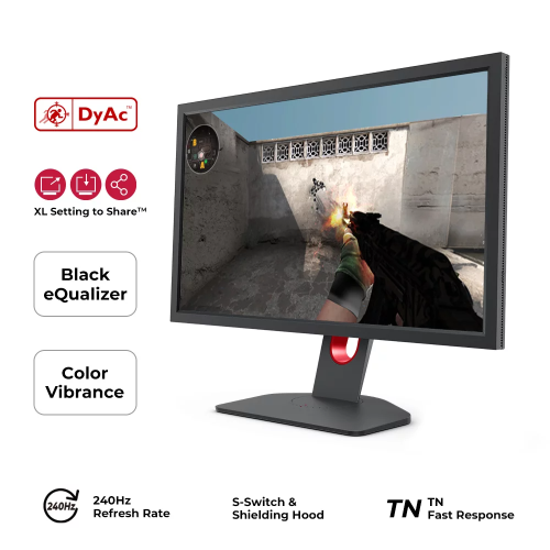 BenQ Zowie XL2746K DyAc+ 27'' FHD TN Gaming Monitor, For Esports, 1920 x 1080 Resolution, 240Hz Refresh Rate, with 0.5ms Response Time, 16:9 Aspect Ratio, HDMI 2.0 / DisplayPort 1.2 Inputs | XL2746K