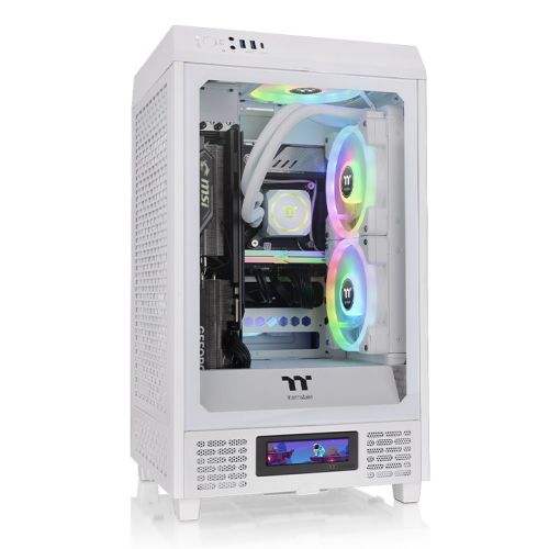 Thermaltake The Tower 200 Snow Mini Gaming Case, 1x 3mm Tempered Glass, 3x Expansion Slots, Mini Tower,  2 x 3.5”, 2 x 2.5” or 4 x 2.5” Drive Bays, White | CA-1X9-00S6WN-00