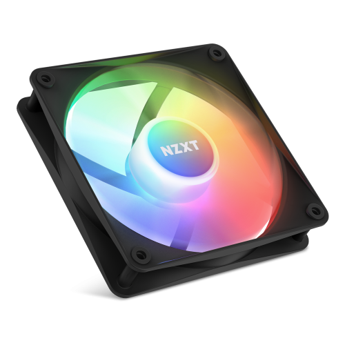 NZXT F120 RGB Core 120mm Hub-Mounted RGB Fan, Sublime RGB Lighting, Up to 1800 RPM Speed, 78.86 CFM, Fluid Dynamic Bearing, 8 LEDs, Superior Heat Dissipation, Single Pack, Black | RF-C12SF-B1