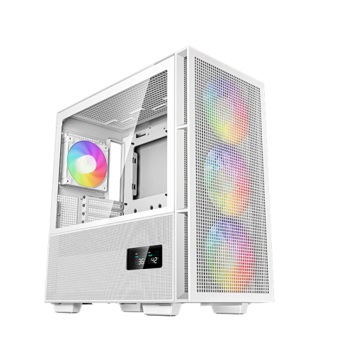  Deepcool CH560 Digital ATX Mid Tower Computer Case, ABS+SPCC+Tempered Glass Materials, 3×140mm ARGB Fans, Real-Time Dual-Status Digital Display, Hybrid Airflow Glass Side Panel, White | R-CH560-WHAPE4D-G-1