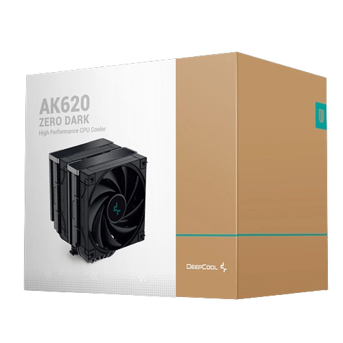 
DeepCool AK620 ZERO Dark All Black Edition CPU Cooler, 500-1850 RPM Fan Speed, 68.99 CFM Airflow, Fluid Dynamic Bearing, 260W Power, LGA2066/2011-v3/2011/AM5/AM4, Black | R-AK620-BKNNMT-G-1