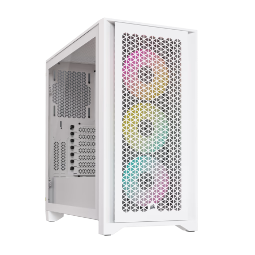 iCUE 4000D RGB AIRFLOW Mid-Tower Case, True White - 3x AF120 RGB ELITE White Fans - iCUE Lighting Node PRO Controller - High-airflow Design