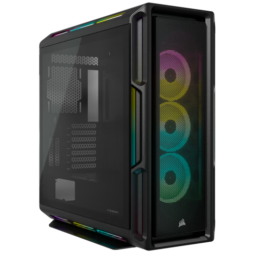 Corsair iCUE 5000T RGB Tempered Glass Mid Tower ATX PC Case, Tempered Glass, 9x Expansion Slots, 6x Drive Bays, RGB’s contoured curves & 208 individually addressable RGB LEDs Black | CC-9011230-WW