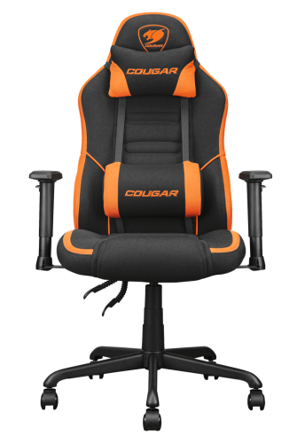 COUGAR Fusion S Ergonomic Gaming Chair, PVC Faux Leather, Metal 5-Star Base, , Built-in 3D Curved Lumbar Support, Adjustable Armrest, Class 4 Gas Lift Cylinder, 120 kg, Orange/Black | 3MFSLORB.0001