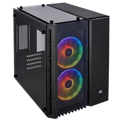Corsair Crystal Series 280X RGB Tempered Glass Micro ATX Case,  Steel, Tempered Glass,  Motherboard Support Upto MicroATX, 5x Drive Bays, 4x Expansion SlotsBlack