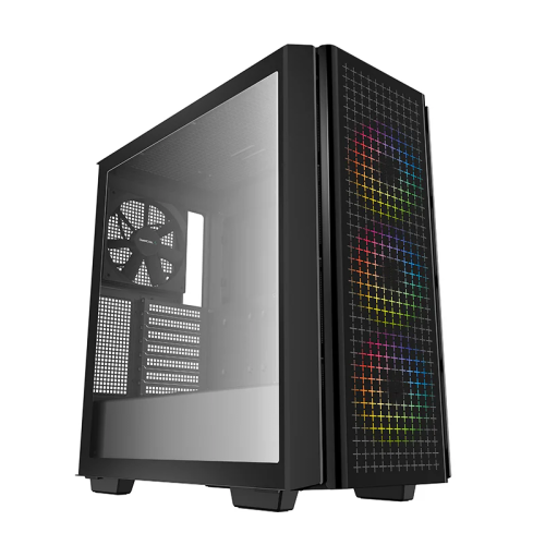 DeepCool CG540 Mid-Tower Case, ABS+SPCC+Tempered Glass, 4X Pre-Installed Fans, 7x Expansion Slots, 5x Drive Bays, Motherboard Support Upto E-ATX,  Black | R-CG540-BKAGE4-G-1