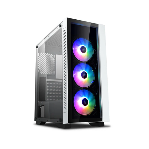 DeepCool MATREXX 55 V3 ADD-RGB WH 3F Mid-tower ATX case, ABS+SPCC+Tempered Glass, 6x Drive Bays, 7x Expansion Slots, Motherboards Supports Upto E-ATX, White | DP-ATX-MATREXX55V3-AR-WH-3F