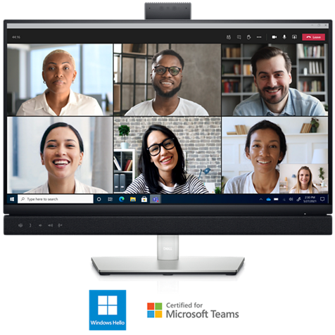 Dell 24 Video Conferencing Monitor, 23.8", IPS, Full HD (1080p) 1920 x 1080 at 60 Hz, Height pivot (rotation) swivel tilt, with an integrated pop-up camera, dual 5W speakers and a dedicated Microsoft Teams button | C2422HE
