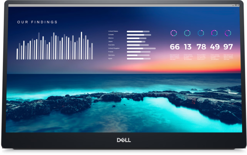 Dell P1424H 14" FHD IPS 1080P Portable Monitor, 60 Hz Refresh Rate, 6 ms Response Time, 16.7 Million Colors, 300 nits Brightness, LED Backlight, USB-C Connection, Black | P1424H