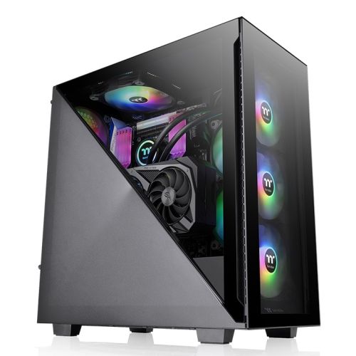 Thermaltake Divider 300 TG ARGB Mid Tower Chassis, Tempered Glass x 2, Front 120 x 120 x 25 mm ARGB fan, Rear 120 x 120 x 25 mm Turbo fan, 7x Expansion Slots, Black   | CA-1S2-00M1WN-01