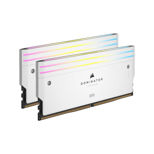 Corsair DOMINATOR TITANIUM RGB 64GB (2x32GB) DDR5 DRAM 6400MT/s CL32 Intel XMP Memory Kit, Overclock PMIC, White | CMP64GX5M2B6400C32W
