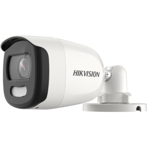 HIKVISION 5 MP ColorVu Fixed Mini Bullet Camera. Clear imaging even against strong back lighting due to 130 dB true WDR technology. DS-2CE10HFT-F