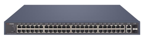 Hikvision DS-3E1552P-SI 48 Port Gigabit Smart POE Switch, IEEE 802.3af/at PoE standard, 48 x Gigabit PoE Ports, 2 × gigabit RJ45, 2 x fiber optical ports, 470W, 104 Gbps Switching Capacity, 16K MAC Address Entries, PoE Watchdog, STP/RSTP, VLAN, SNMP, QoS