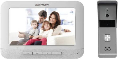 Hikvision KIS203 Video Door Phone, 7" Colorful TFT LCD Display, Pinhole Camera with 720 x 576 @ 25 fps, 1 Four-Wire Interface, Built-in Omni Mic, Built-in Loudspeaker, Grey | DS-KIS203