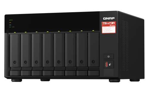 QNAP TS-873A AMD Ryzen™ quad-core 2.2 GHz 2.5GbE NAS supports M.2 NVMe SSD and PCIe expansion for adding 10GbE high-speed connectivity and M.2 SSD; QTS and QuTS hero dual operating system for greater flexibility