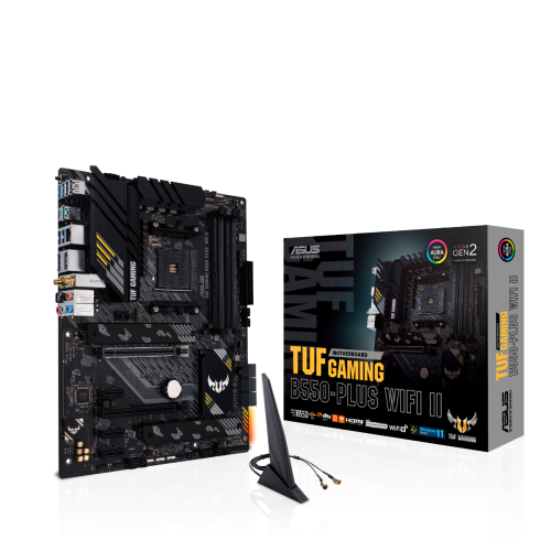 Asus Tuf Gaming B550-Plus Wifi II ATX Motherboard, AM4, PCIE Gen 5, Dual M.2, 10 DrMOS Power Stages, Wi-Fi 6, 2.5 Gb Ethernet, HDMI, DisplayPort, SATA 6Gbps, USB 3.2 Gen 2, Aura Sync | 90MB19U0-M0EAY0