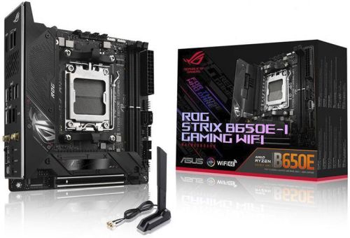ASUS ROG STRIX B650E-I GAMING WIFI AM5 Mini-ITX Motherboard, AMD B650 Chipset, 2 CH 2x DDR5 DIMM, 64GB Max Memory, Wi-Fi 6E/2.5Gb Eth/ BT v5.2, 1x PCIe 5.0 x16, 1xHDMI, 1xUSB3.2 | 90MB1BI0-M0EAY0
