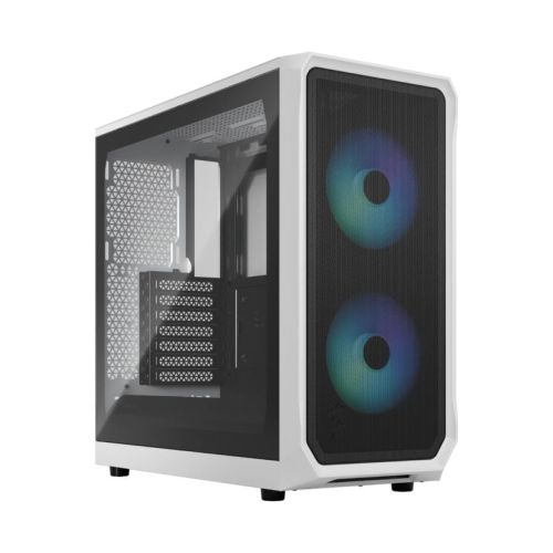 Fractal Design Focus 2 RGB TG Clear Tint ATX PC Case, Temp Glass Side Panel, Mesh Design Front, High Airflow, Up to 6x120mm Fan & Up to 360mm Radiator, Smart Config, 2xUSB 3.0, Black | FD-C-FOC2A-03